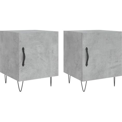 Juego de 2 mesitas de noche con compartimento con puerta 40 x 40 x 50 cm madera contrachapada gris DEC035394
