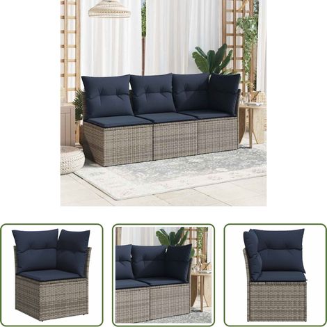 Canapé extérieur - Canapé de jardin avec coussin Gris 62 x 62 x 69 cm Poly rotin (1/5)