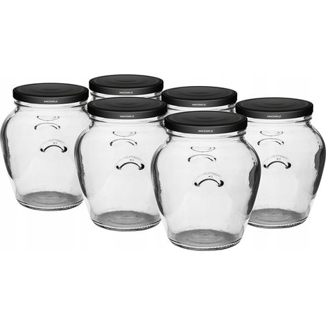 Tarros de cristal para conservas con tapas decorativas, 580 ml, 6 unidades (1/3)