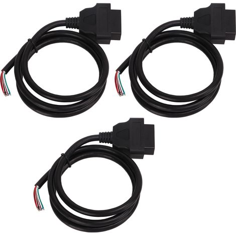 câbles adaptateurs OBD2 16 broches de 100 cm avec connecteur femelle vers fil nu coloré.