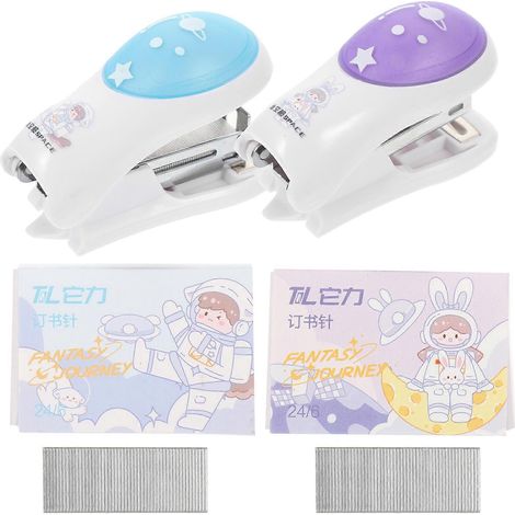 Lot de 2 agrafeuses portatives, agrafeuse à motif astronaute, petite agrafeuse pour étudiants-6.5X2CM