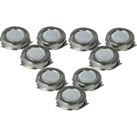 vhbw 9x Ersatz-Scherköpfe kompatibel mit Philips HQ6090, HQ7100, HQ7141, HQ7140, HQ7120, HQ6075, AT926 Elektrorasierer, Silber