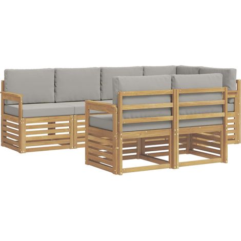 Set di divani da esterno 7 pz 7-Posti Bianco e Grigio Chiaro vidaXL (1/5)