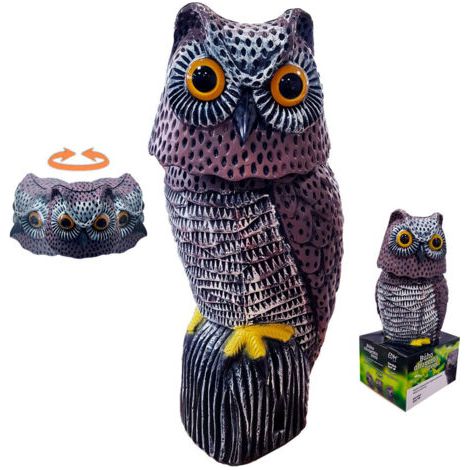 Effigie d'oiseau à tête pivotante, épouvantail jardin ø19x40cm (1/4)