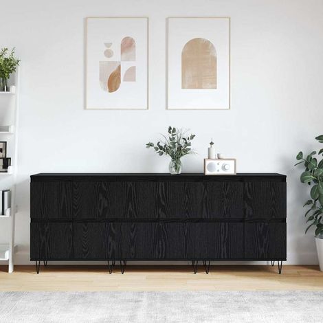 Buffets 3 pcs-Lot de 3 Meuble de rangement Chêne noir 180 x 35 x 70 cm Bois d'ingénierie 728798 (1/5)