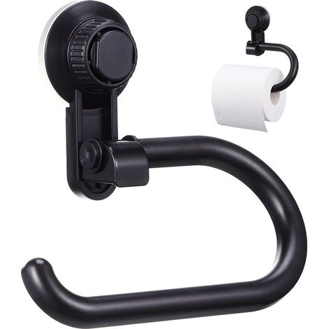 Dérouleur Papier Toilette Mural et Rangement Pratique en Abs Noir à Ventouse Porte-essuie-Tout Léger Perçage pour Salle de Bain (1/5)
