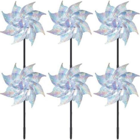 Moulin à vent anti-oiseaux pour jardin – 6 unités réfléchissantes en plastique résistant, design spiralé efficace contre les oiseaux (1/5)