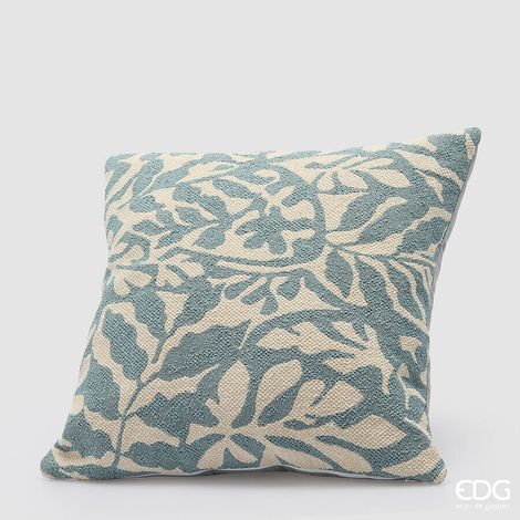 EDG Enzo De Gasperi Cuscino Monstera Quadrato 43 x 43 Cm Blu Bianco