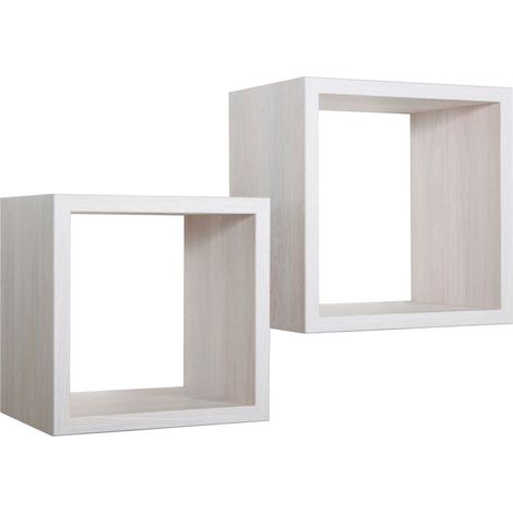Mensola cubo 2 pz scaffale parete rovere sbiancato salotto camera soggiorno moderno Q-bis Maxi (1/5)