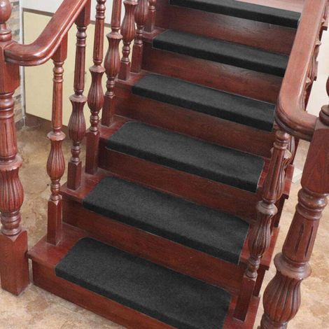 Lot de 15 tapis de marches d'escalier antidérapants et adhésifs pour l'intérieur 6525cm noir (1/5)