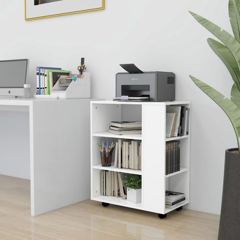 vidaXL Mobiletto con Rotelle Bianco 60x35x75cm in Legno