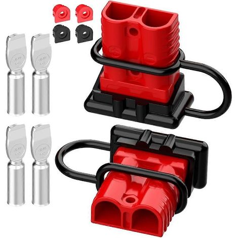 Anderson-Stecker 175A Schnellanschluss-Batteriestecker, 2-4 AWG, für 12V-36V-Systeme, Rot (2er-Pack) (1/5)