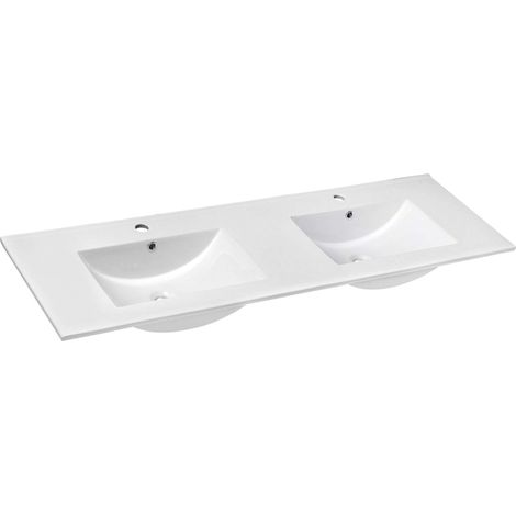 Sapho - Lavabo doble de mueble 1510x460 cm, con rebosadero, 2 orificios para grifo, blanco 1601-150 (1/3)