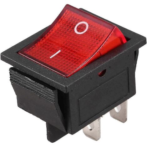 Interrupteur à bascule DPST 4 broches marche/arrêt avec voyant rouge, 16 A/20 A, 250 V CA (1/5)
