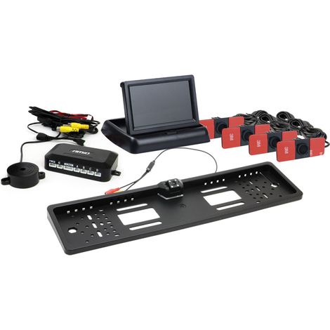 Kit de capteurs de stationnement TFT02 4,3" avec caméra HD-402-LED et 4 capteurs internes noirs