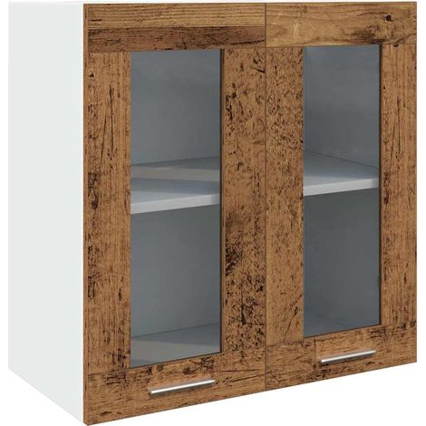 Meubles de Rangement,Armoire murale de cuisine "Lyon" avec porte vitrée Bois ancien 60 x 31 x 60 cm CFW606216 (1/5)