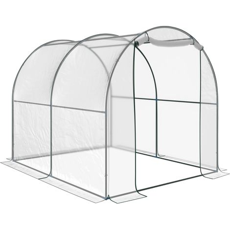 Serre tunnel de jardin, serre de balcon pour plantes et légumes avec couverture en PVC, porte enroulable et structure en acier, 2 x 2,5 x 2 m
