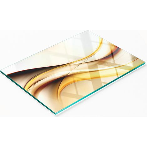 Tagliere decorativo in vetro temperato con motivo a onde astratte, 80x52 cm (1/5)
