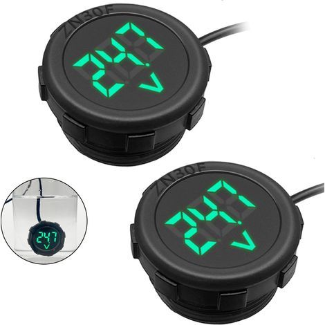 Lot de 2 voltmètres à affichage numérique DC 4 V-100 V, LED, testeur de tension de batterie pour moto, bateau, camion, caravane, marine (vert)