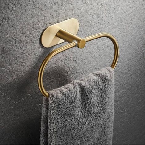 Porte-serviettes doré, crochet mural pour peignoir accessoires de salle de bain sans perceuse (1/4)