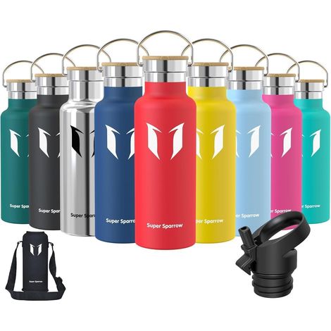 Bouteille isotherme inox 350ml-1L, sans BPA, 2 bouchons, étanche, sport, enfant (1/5)