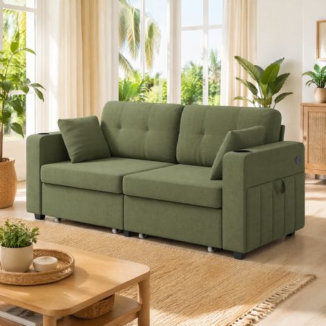 2-Sitzer Sofa mit Stauraumschubladen und USB Chenille OKMYHOME (1/5)