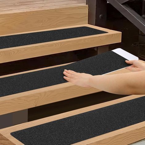 Lot de 5 bandes de marches d'escalier d'extérieur antidérapantes et résistantes aux intempéries, 20 x 76cm, bandes antidérapantes pré découpées et imperméables pour escaliers, marches (1/5)