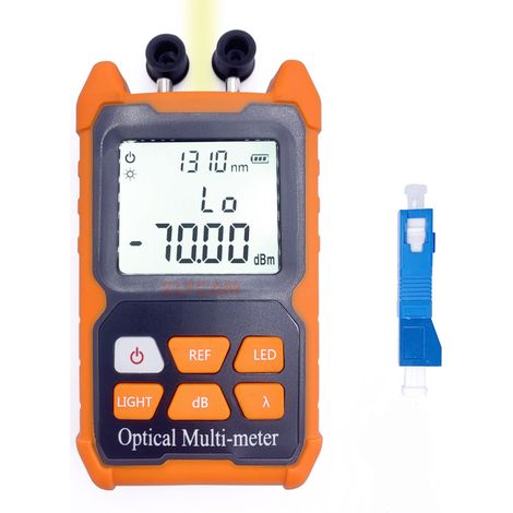 Elfcam – Multimètre optique E-200 – Photomètre + VFL – Plage de test -70 à +6 dBm – Précision ±0,2 dBm – Écran LED – Adaptateur SC-LC inclus