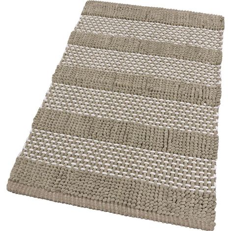 Tappeto Camera Scendiletto Bagno Cotone Intrecciato Tridimensionale Morbido Assorbente Beige - 60x120 Cm (1/4)