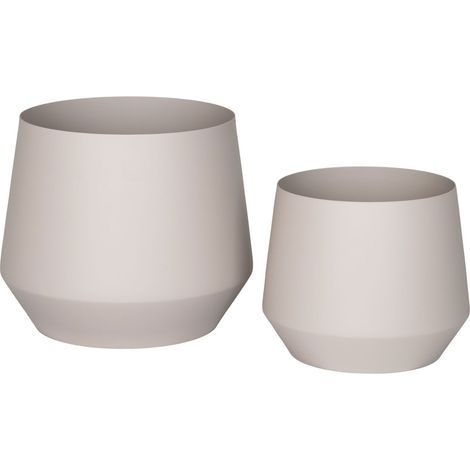 Set 2 Portavasi Trofa in Acciaio Color Sabbia — Ø20×16 e Ø25×21 cm