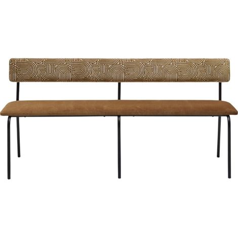 Banc en Motif graphique en chenille et velours uni YSABEAU
