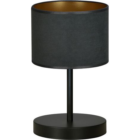 Lampada da Tavolo Hilde, Acciaio verniciato a polvere, Tessuto, Nero, 20x34x18 cm