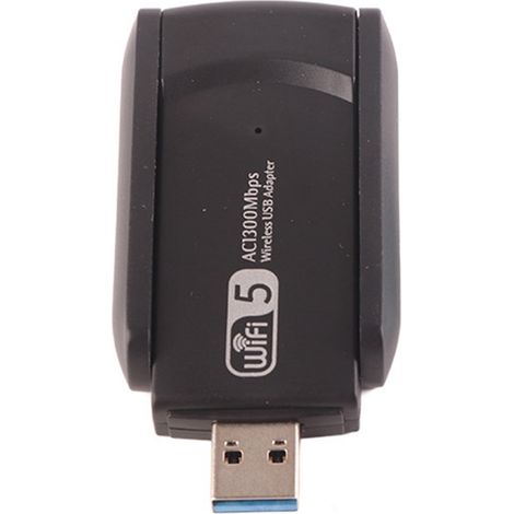 Carte WiFi USB 3.0 Double Antenne 1300Mbps, Adaptateur Réseau Sans Fil Haute Vitesse avec Disque d'Installation (1/5)