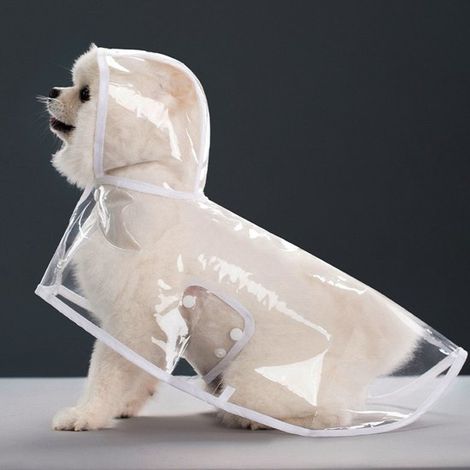 Impermeable blanco acolchado en forma de S para perros, chaqueta impermeable, impermeable ponible para perros, transpirable y ligero (1/5)