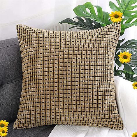 une Taie D'oreiller En Polyester Marron, Un Cou Carr Dcoratif Solide, Une Taie D'oreiller De Canap, Une Taie D'oreiller De Chambre  Coucher, Une T (1/5)