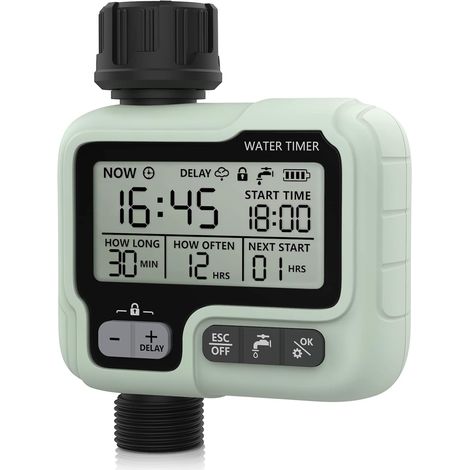 Bewässerungs-Timer, programmierbarer digitaler Wassertimer, Garten-Rasenschlauch-Wasserhahn-Timer, Bewässerungssystem-Controller/Kindersicherungsmodus/Auto- und manueller Modus/Plus (1/5)