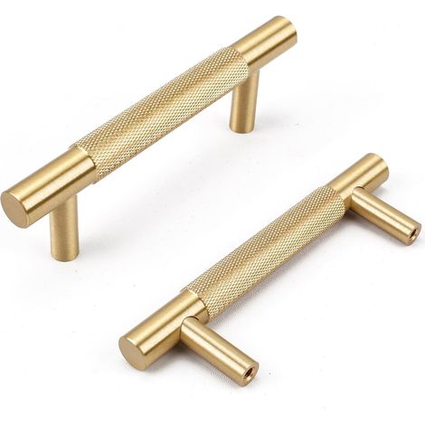 4 poignées de placard en laiton plein de 3-3/4 pouces, poignées de cuisine, poignées de tiroirs modernes, poignées de placard de salle de bain, poignées de porte de garde-robe (distance entre centres (1/5)