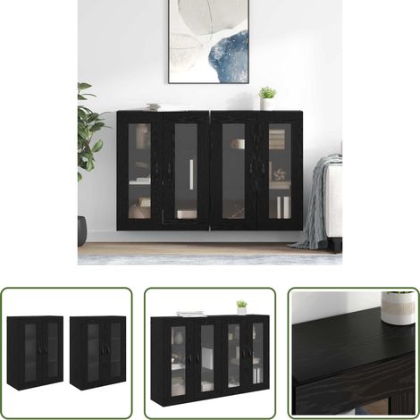 Holzschrank - Wandschränke 2 pcs Schwarz Eichen-Optik 69,5 x 34 x 90 cm (1/5)