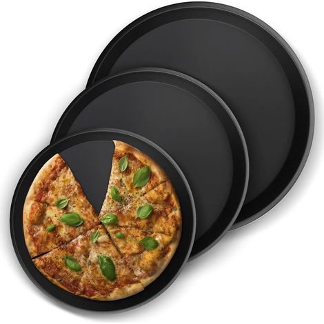 CCYKXA Pizza Pans, 3 Pieces, Pizza Tray, Round Dishes, Oven Safe, Baking Accessories, Home Use, Kitchen, Restaurant, Dishwasher Safe (7/8/9 in) (1/5)