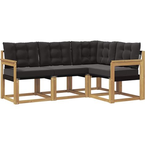 Outdoor Sofa Set with Cushion 4 pcs White and Black vidaXL (1/5)