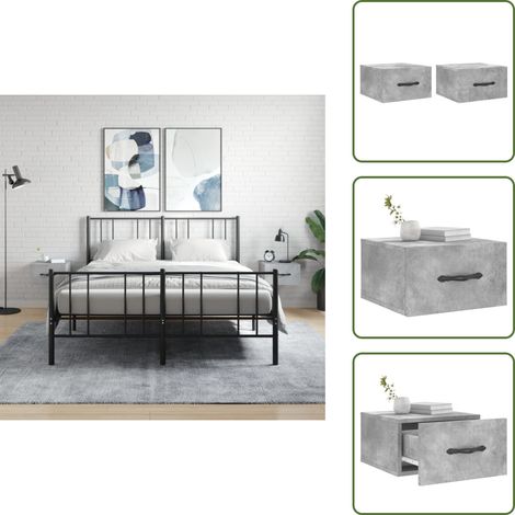 Wand-Nachttische 2 Stk. Betongrau 35x35x20 cm - Beton Tisch - Wandregal - Wohnzimmerdeko - Nachtkästchen - Möbel Online Kaufen (1/5)