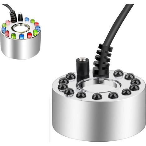 Diffuseur - Nébuliseur - 12 LED - Boîtier Métallique - Pour Fontaines Bassins Aquariums Décoration Extérieure - 1 Pièce