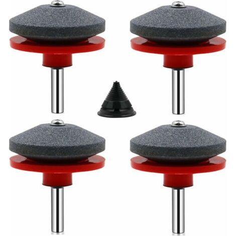 4 Pièces Affuteur Lame Tondeuse Gazon Universel Aiguiseur de Tondeuse Accessoires pour Tondeuses avec 1Pcs Kit D'équilibrage de Lame, (rouge) (1/4)