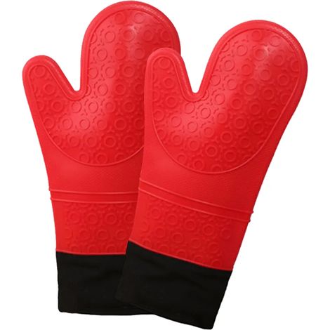 Gants de cuisine en silicone résistants à la chaleur (1 paire) jusqu'à 260 °C, gants de four extra longs pour pizza et cuisson (1/5)