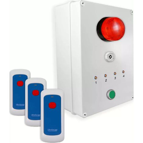 Système d'identification d'alerte sans-fil 900m - 3 boutons mobiles / Sirène / Flash / LEDs / Bouton d'arrêt (DA600+)