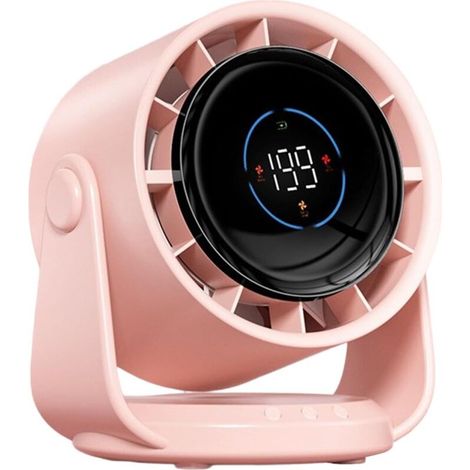 Ventilatore multifunzione, potente ventilatore con display digitale da 4000 mAh, finitura ABS, perfetto per ufficio, viaggi e uso interno (rosa) -Crezuo