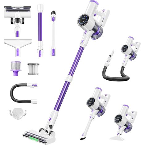 Aspirateur Balai sans Fil avec Tuyau & Brosse Triangulaire, 40000Pa/450W/40Min, LED Écran, Brosse Anti-Enchevêtrement, Autoportant, Ultra-Silencieux, Poils d'animaux/Sols Durs (1/5)