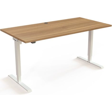STIER Bureau électrique réglable en hauteur 501-20 160 x 80 cm Noyer Blanc (1/3)