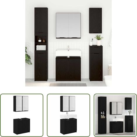 vidaXL Bois d'ingénierie - Ensemble de Meubles de Salle de Bain 2 pcs Chêne noir (1/5)