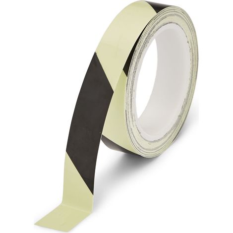 Ruban adhésif phosphorescent de 25 mm/10 m avec avertissement (1/5)